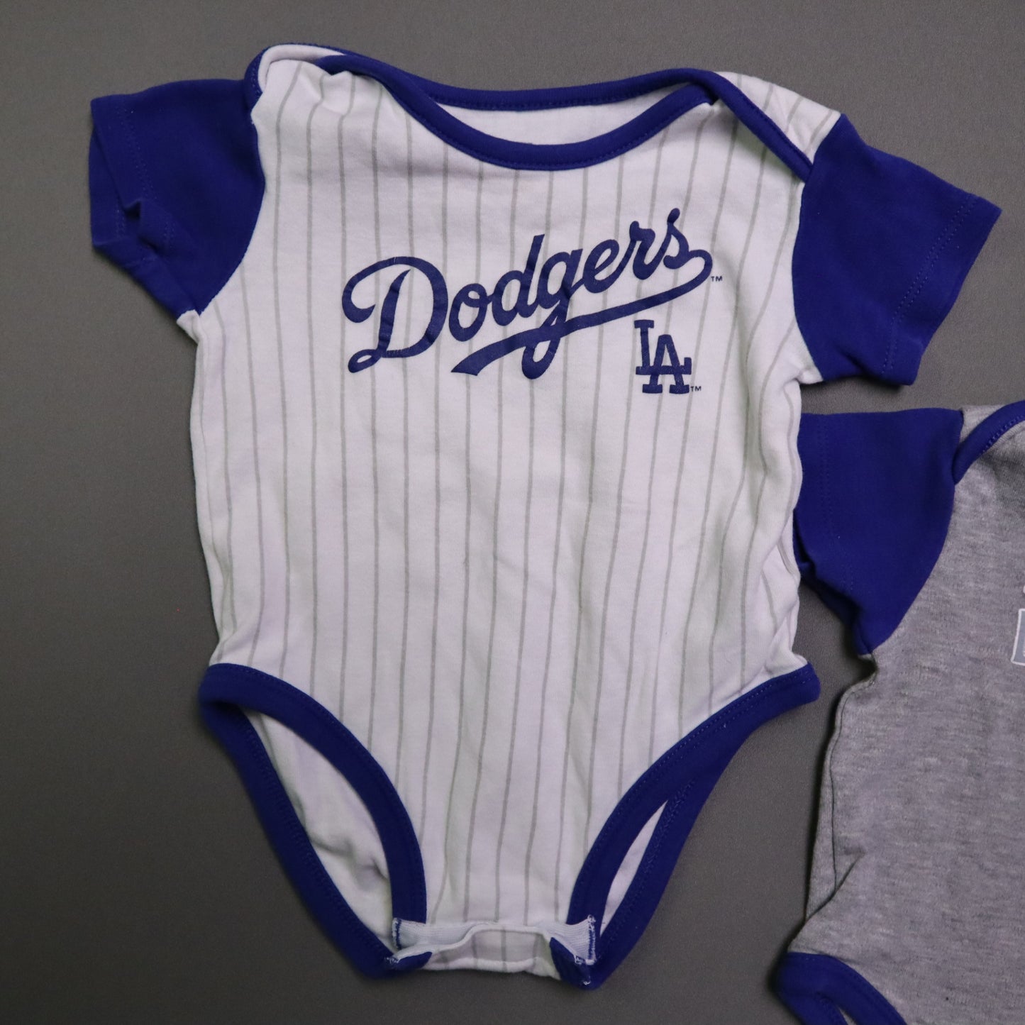 MLB Los Angeles Dodgers Baby Boys 18M Bodysuit 3 Pack Lot Royal Blue Grey White