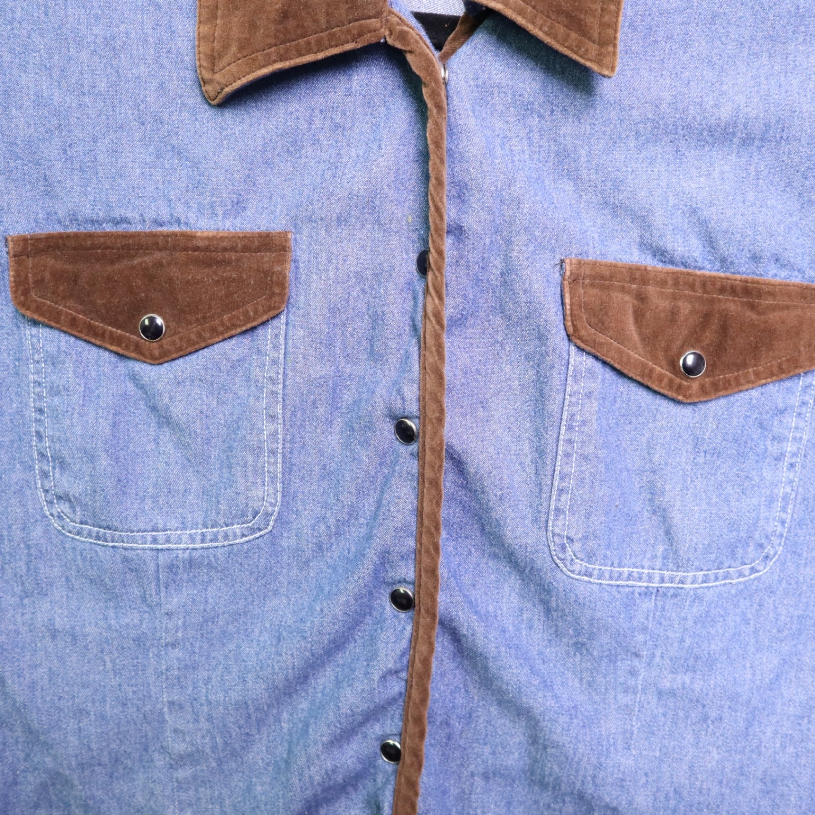 Vintage Crossroads Denim Jacket Medium M Velvet Velveteen Trim Corduroy Western