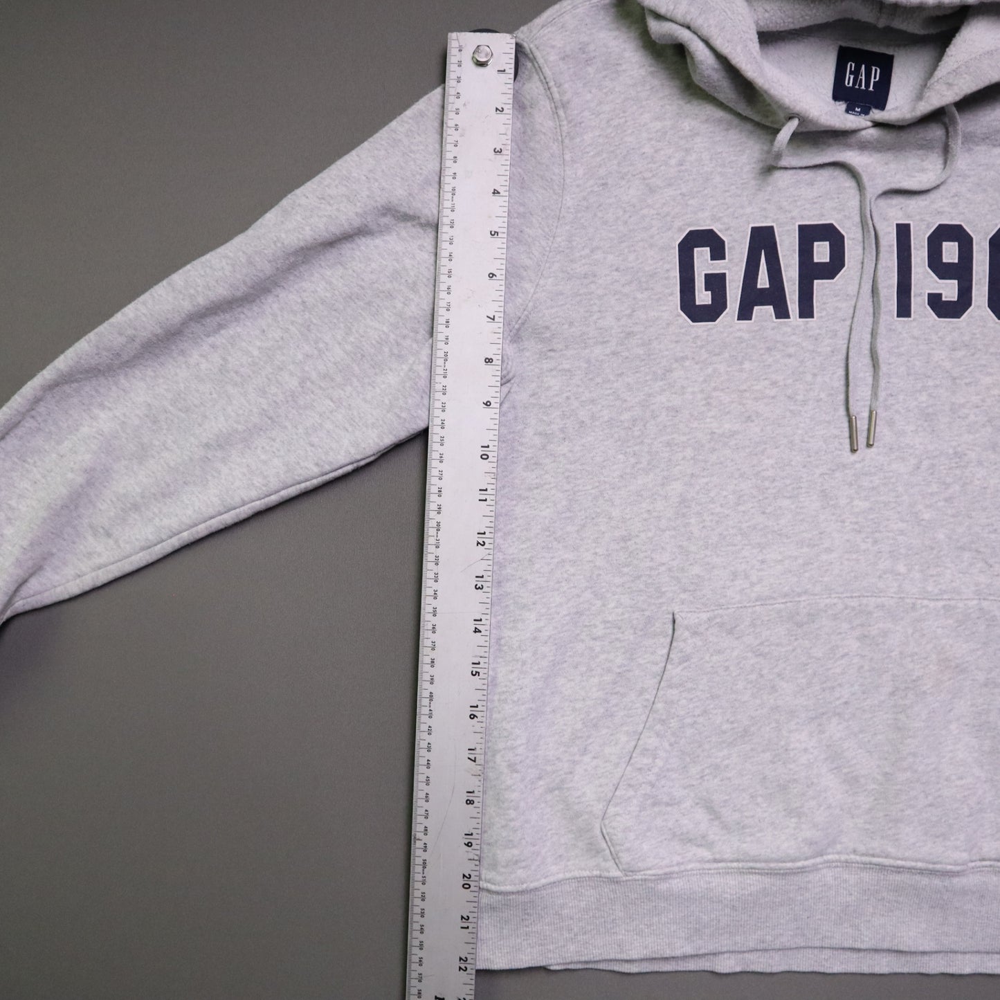 GAP 1969 Womens Medium Hoodie Sweatshirt Gray Spellout Arch Logo Pullover