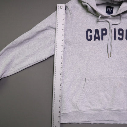 GAP 1969 Womens Medium Hoodie Sweatshirt Gray Spellout Arch Logo Pullover