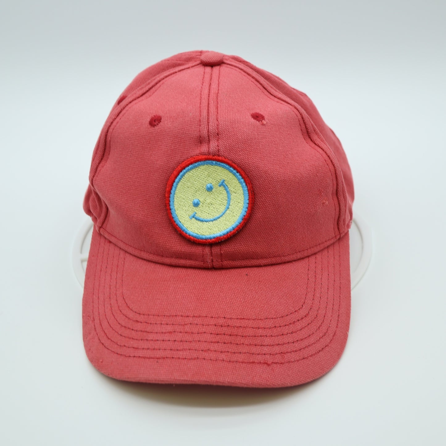New Directions Red Smiley Face Patch Baseball Cap Adjustable Strap Dad Hat