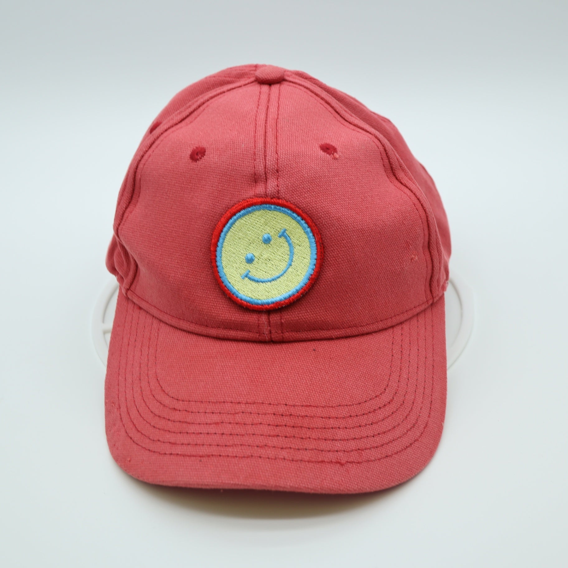 New Directions Red Smiley Face Patch Baseball Cap Adjustable Strap Dad Hat