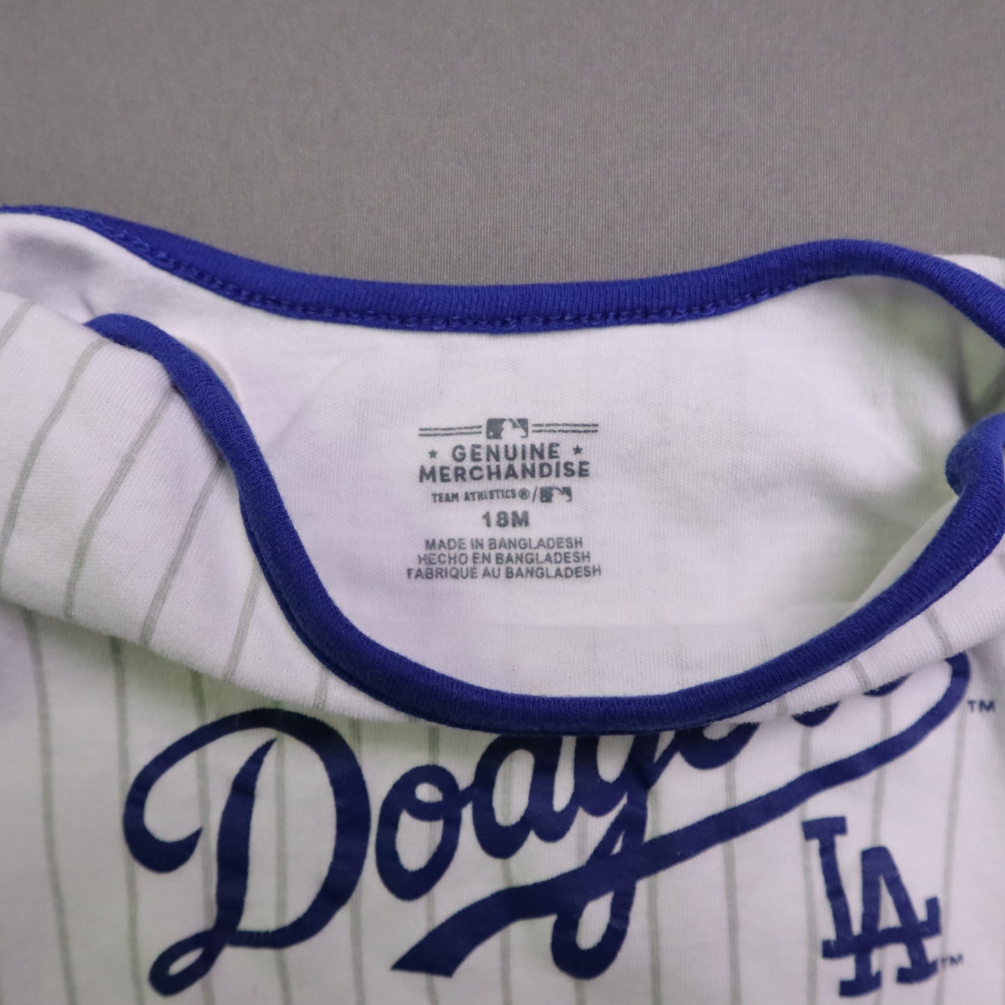 MLB Los Angeles Dodgers Baby Boys 18M Bodysuit 3 Pack Lot Royal Blue Grey White