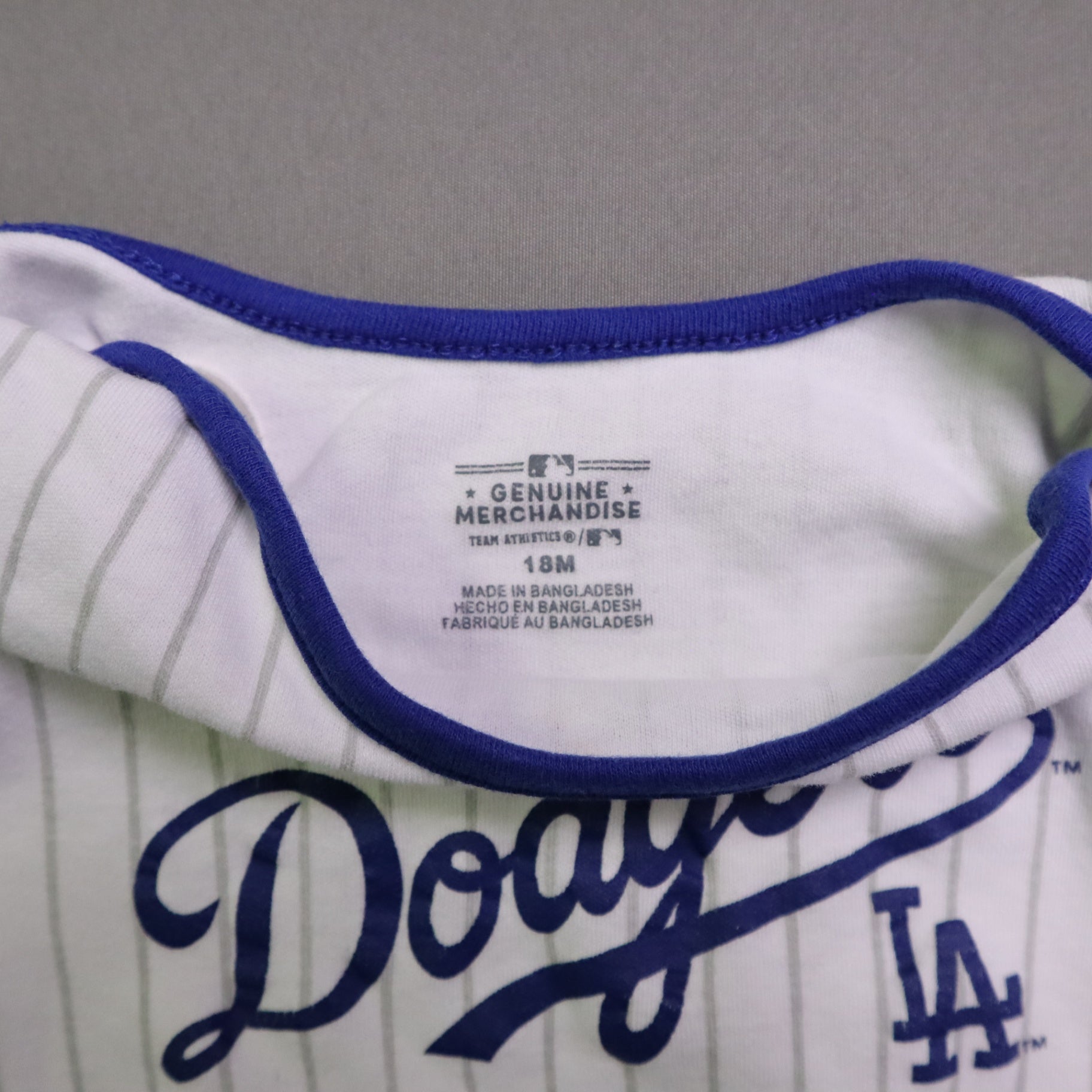 MLB Los Angeles Dodgers Baby Boys 18M Bodysuit 3 Pack Lot Royal Blue Grey White