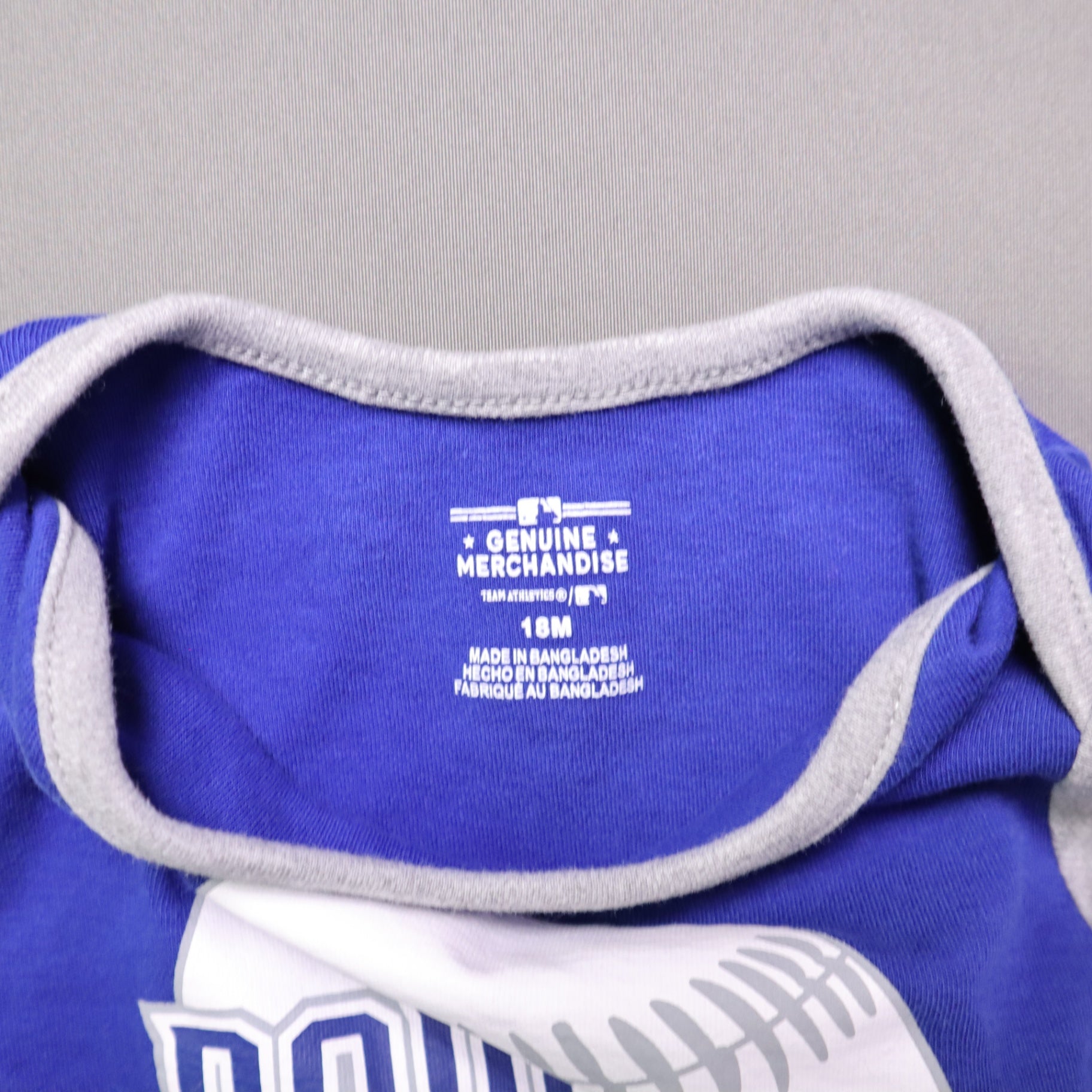 MLB Los Angeles Dodgers Baby Boys 18M Bodysuit 3 Pack Lot Royal Blue Grey White