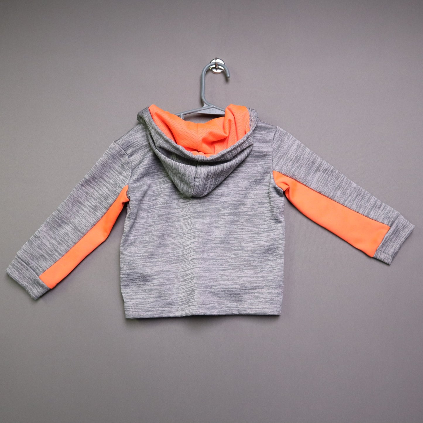 Nike Dri-FIT Toddler Boy Hoodie 24M Gray Neon Orange Quarter Zip Just Do It