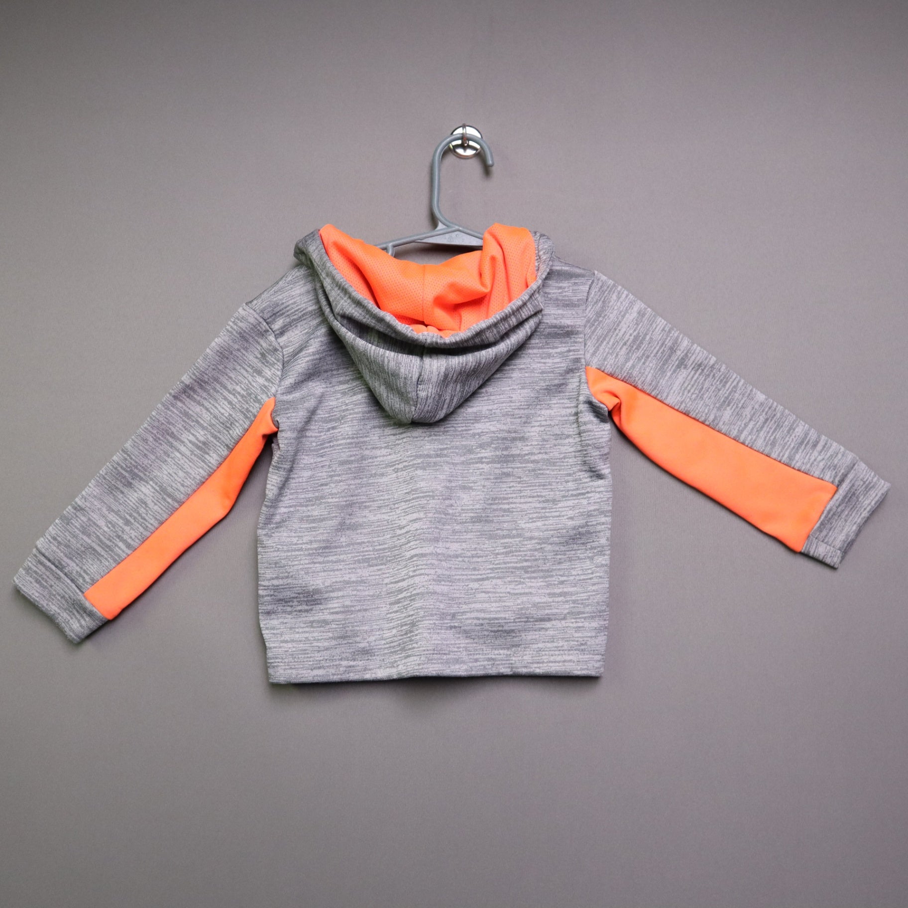 Nike Dri-FIT Toddler Boy Hoodie 24M Gray Neon Orange Quarter Zip Just Do It