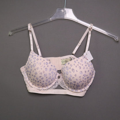 NWT Jessica Simpson Womens Push Up Bra 36C Pink Lavender Animal Print Lace Trim