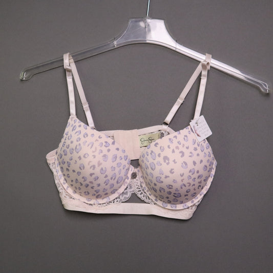 NWT Jessica Simpson Womens Push Up Bra 36C Pink Lavender Animal Print Lace Trim