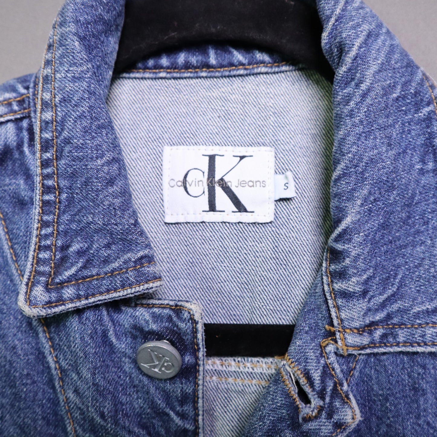 Vintage Calvin Klein Denim Vest Small S Made in USA Jean Sleeveless Trucker 90s