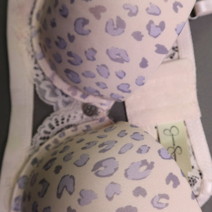 NWT Jessica Simpson Womens Push Up Bra 36C Pink Lavender Animal Print Lace Trim