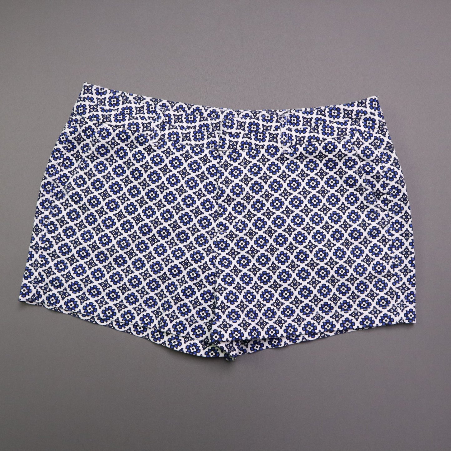 GAP Khakis Women Size 8 Blue White Floral Geometric Print City Shorts 3 Inch