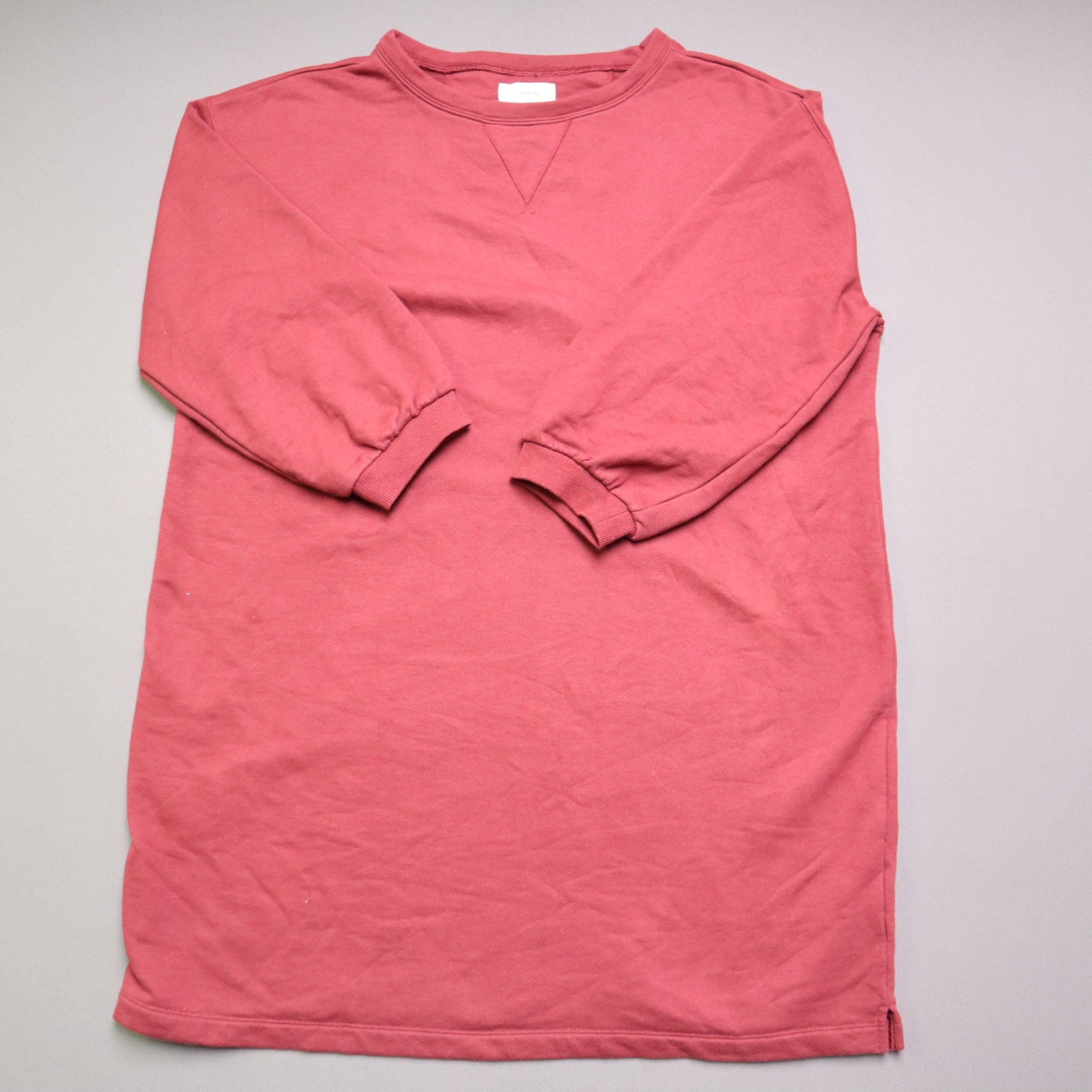 Free Assembly Womens XXL Sweatshirt Dress Red Crewneck French Terry Mini Tunic