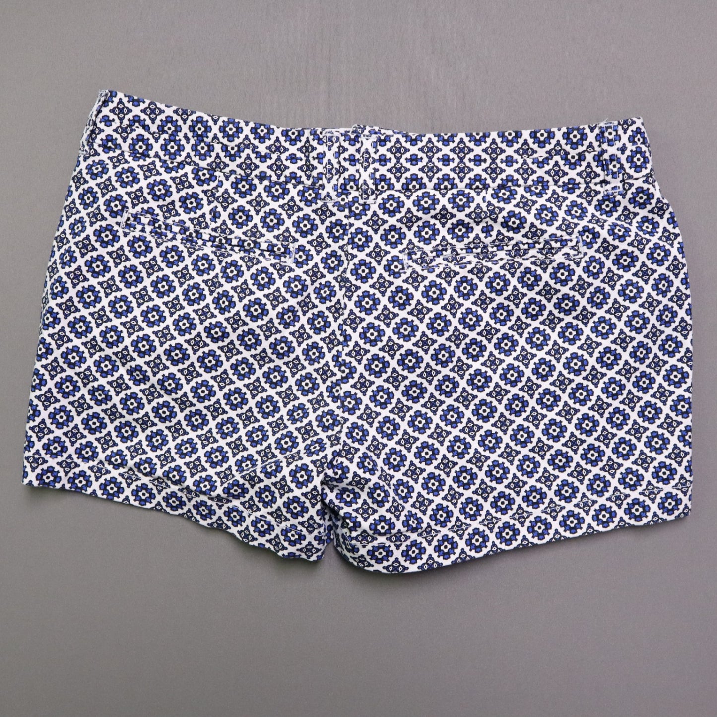 GAP Khakis Women Size 8 Blue White Floral Geometric Print City Shorts 3 Inch