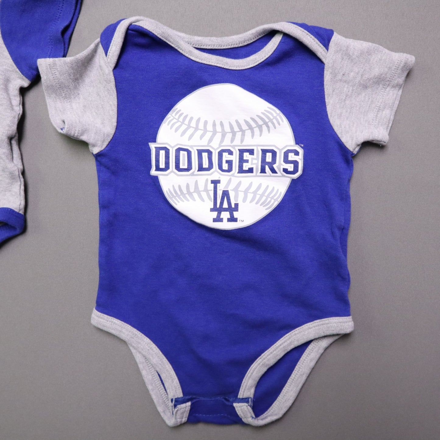 MLB Los Angeles Dodgers Baby Boys 18M Bodysuit 3 Pack Lot Royal Blue Grey White