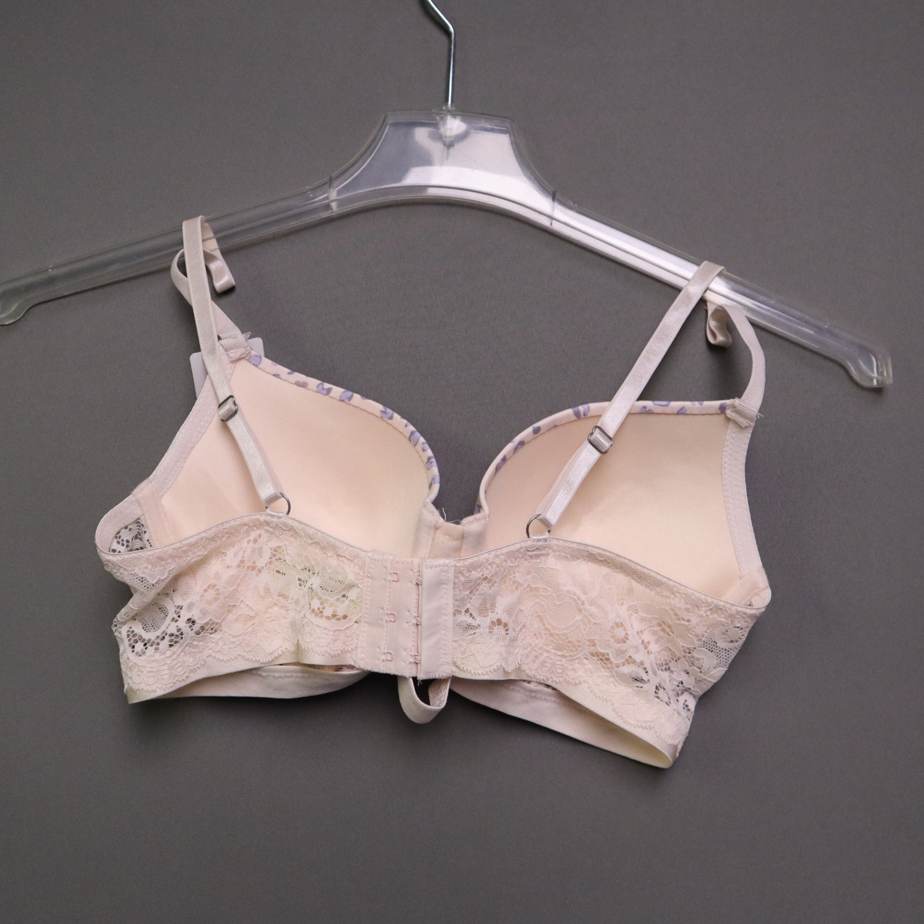 NWT Jessica Simpson Womens Push Up Bra 36C Pink Lavender Animal Print Lace Trim