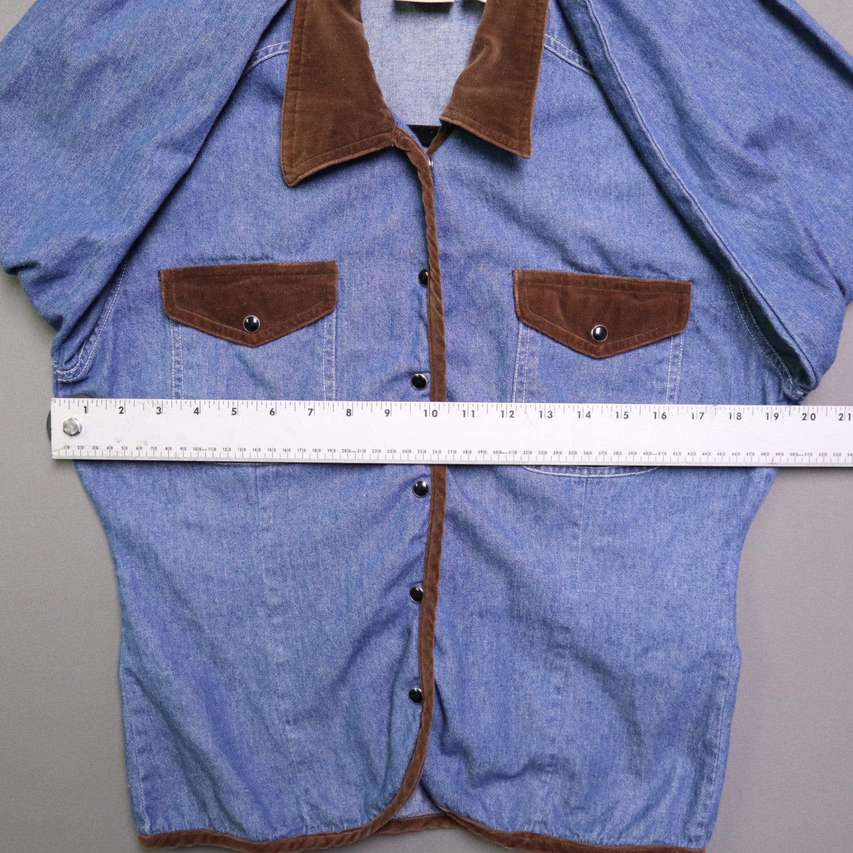 Vintage Crossroads Denim Jacket Medium M Velvet Velveteen Trim Corduroy Western