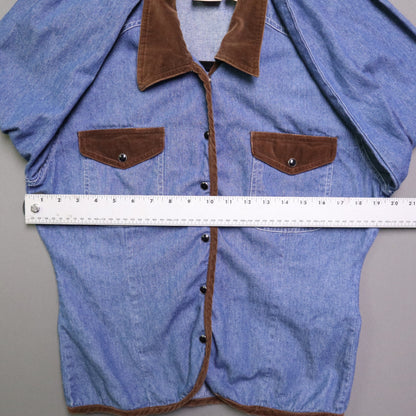 Vintage Crossroads Denim Jacket Medium M Velvet Velveteen Trim Corduroy Western