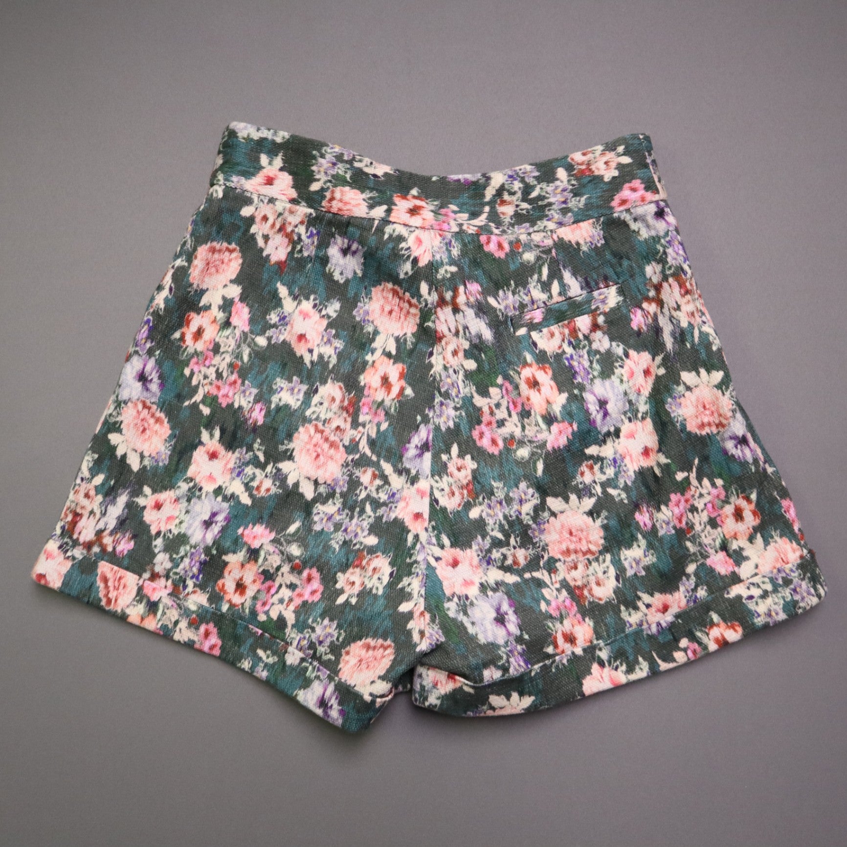 Opullence Paris Womens Size Small High Waisted Tapestry Floral Pleated Shorts