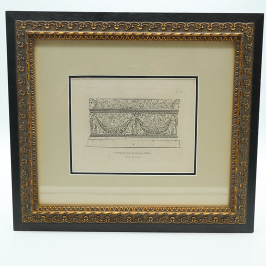 Framed Antique 1811 Engraving A Sarcophagus From The Borghese Collection H Moses