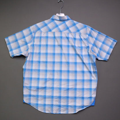 Under Armour Mens Large Shirt Short Sleeve Plaid Blue HeatGear Loose Fit Golf