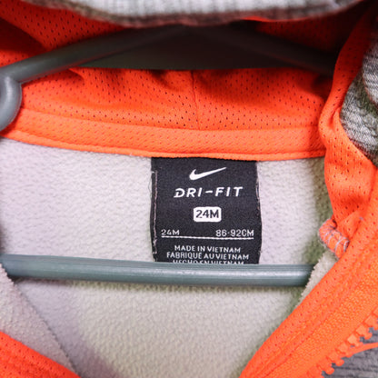 Nike Dri-FIT Toddler Boy Hoodie 24M Gray Neon Orange Quarter Zip Just Do It