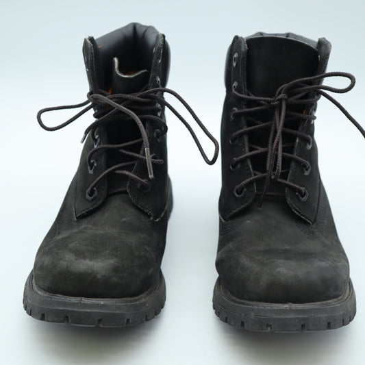Timberland 6 Inch Premium Waterproof Boots Black Nubuck Leather Mens 6 Eyelet