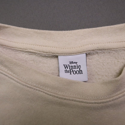 Disney Winnie the Pooh Womens Medium Sweatshirt Ivory Patch Pullover Fleece Top