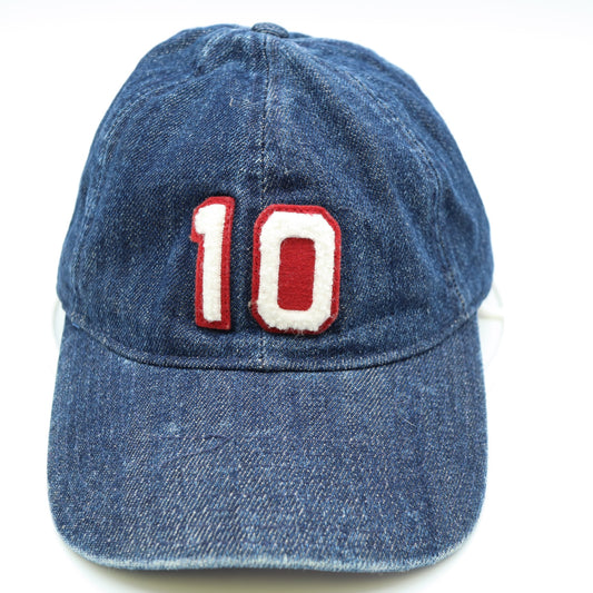 J. CREW Blue Denim Baseball Cap Chenille Patch Number 10 Adjustable Strapback Hat