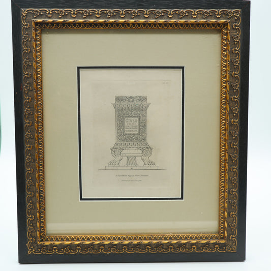 Framed Antique 1811 Engraving A Sepulchral Cippus From Piranesi Henry Moses Art