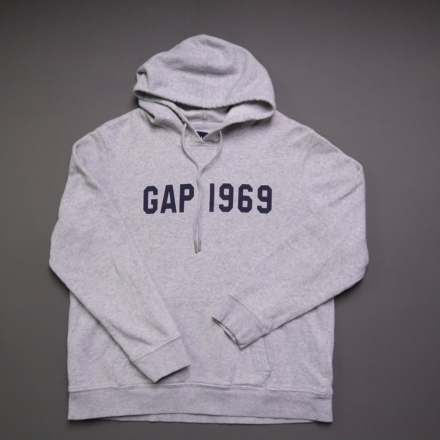 GAP 1969 Womens Medium Hoodie Sweatshirt Gray Spellout Arch Logo Pullover