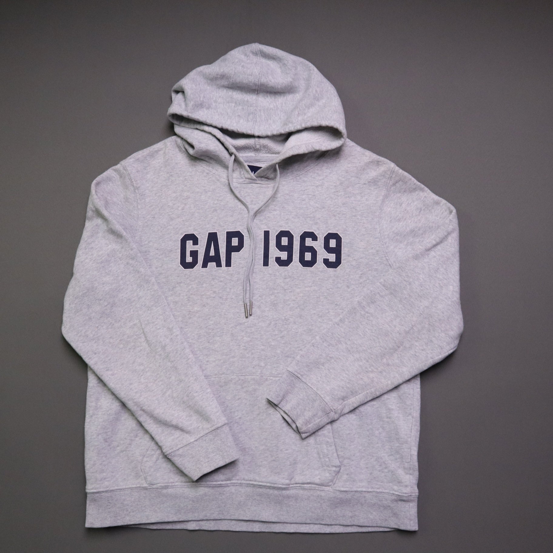 GAP 1969 Womens Medium Hoodie Sweatshirt Gray Spellout Arch Logo Pullover