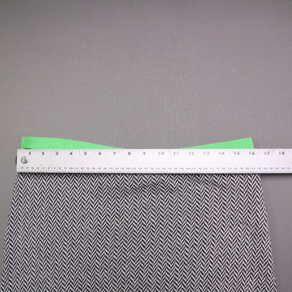 Zara Knit Mini Skirt Womens Size Large Green Black White Chevron Herringbone