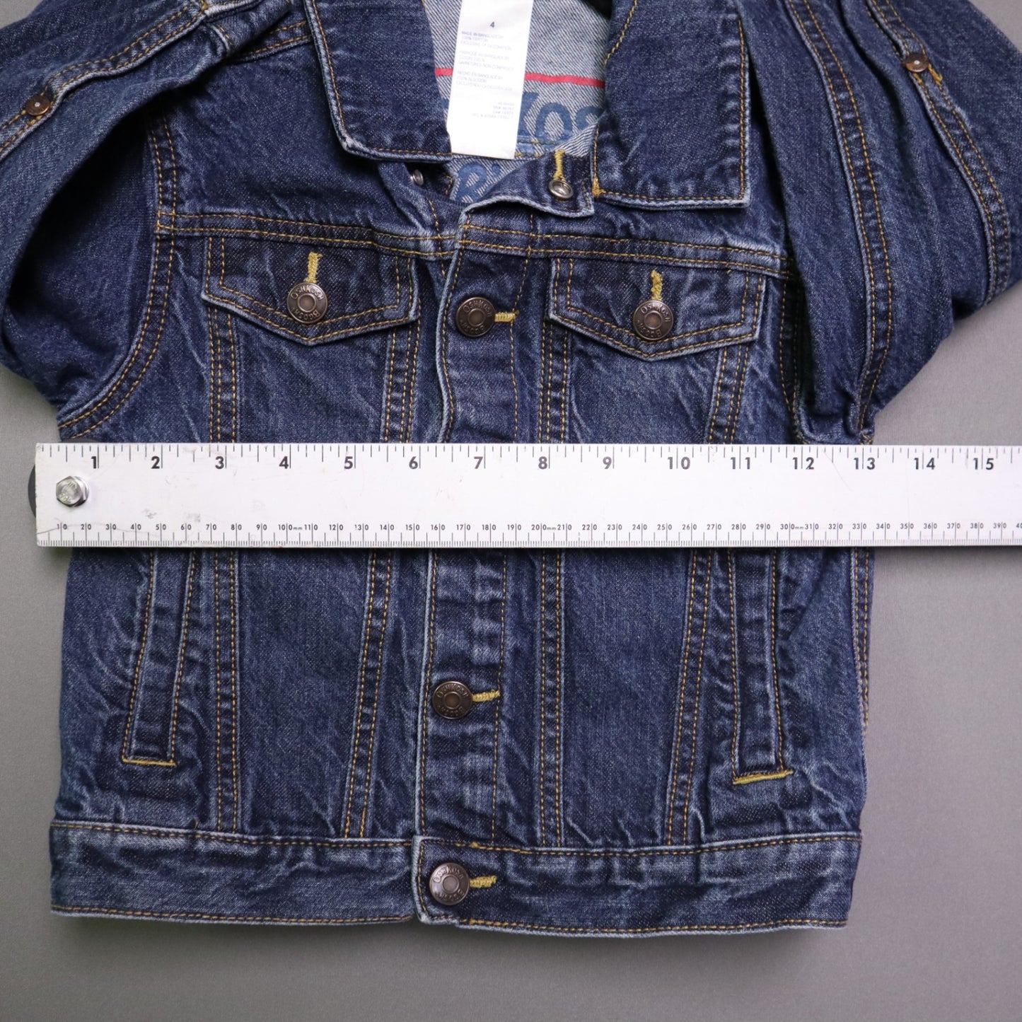 OshKosh B'Gosh Denim Jacket Size 4 Toddler Medium Wash Jean Trucker Cotton Blue