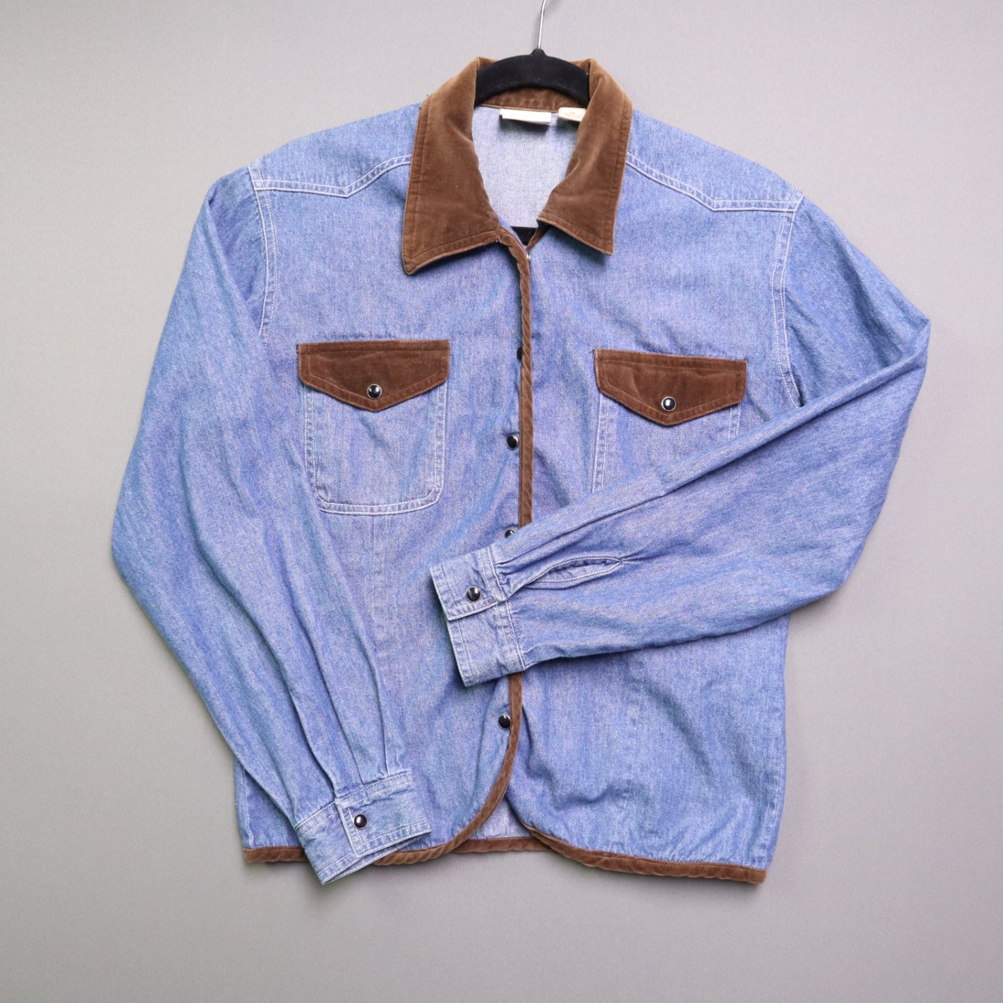 Vintage Crossroads Denim Jacket Medium M Velvet Velveteen Trim Corduroy Western