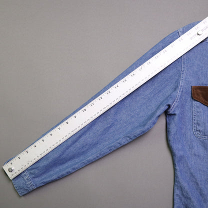 Vintage Crossroads Denim Jacket Medium M Velvet Velveteen Trim Corduroy Western