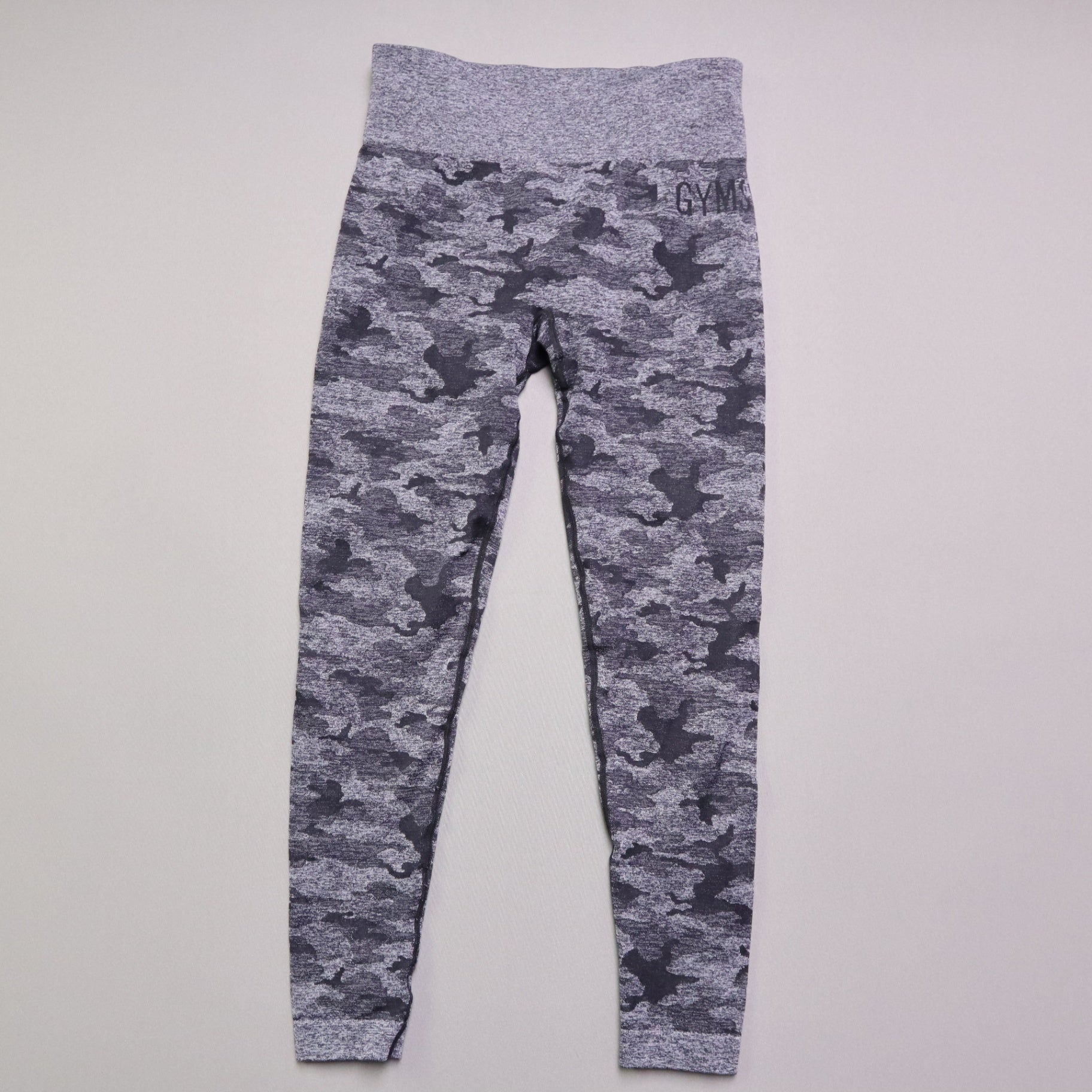 Gymshark Womens Size M Grey Black Camo Seamless High Waist Workout Leggings