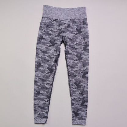 Gymshark Womens Size M Grey Black Camo Seamless High Waist Workout Leggings