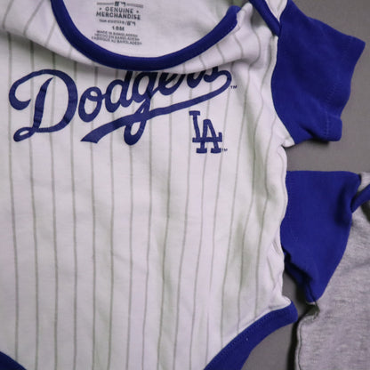 MLB Los Angeles Dodgers Baby Boys 18M Bodysuit 3 Pack Lot Royal Blue Grey White