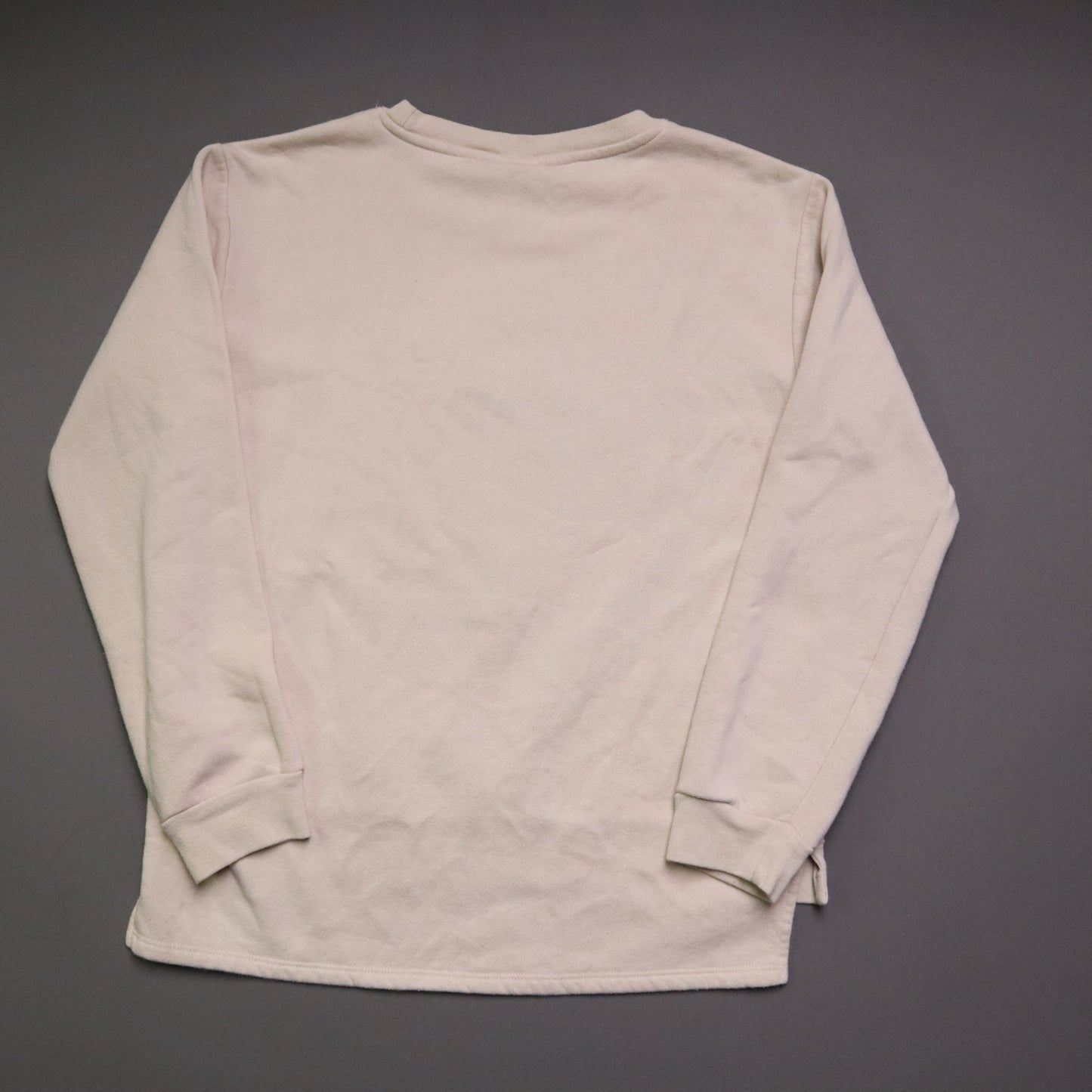 Disney Winnie the Pooh Womens Medium Sweatshirt Ivory Patch Pullover Fleece Top