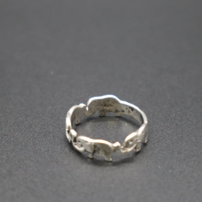 Jewelry VTG Sterling Silver Elephant Parade Trunk Up Good Luck Band Ring 2.37g
