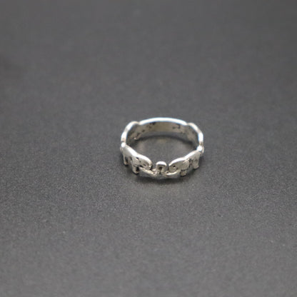 Jewelry VTG Sterling Silver Elephant Parade Trunk Up Good Luck Band Ring 2.37g