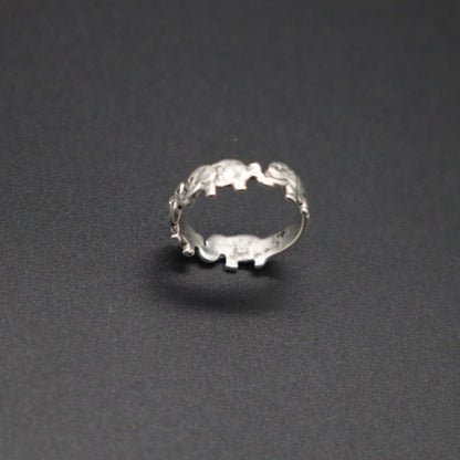 Jewelry VTG Sterling Silver Elephant Parade Trunk Up Good Luck Band Ring 2.37g