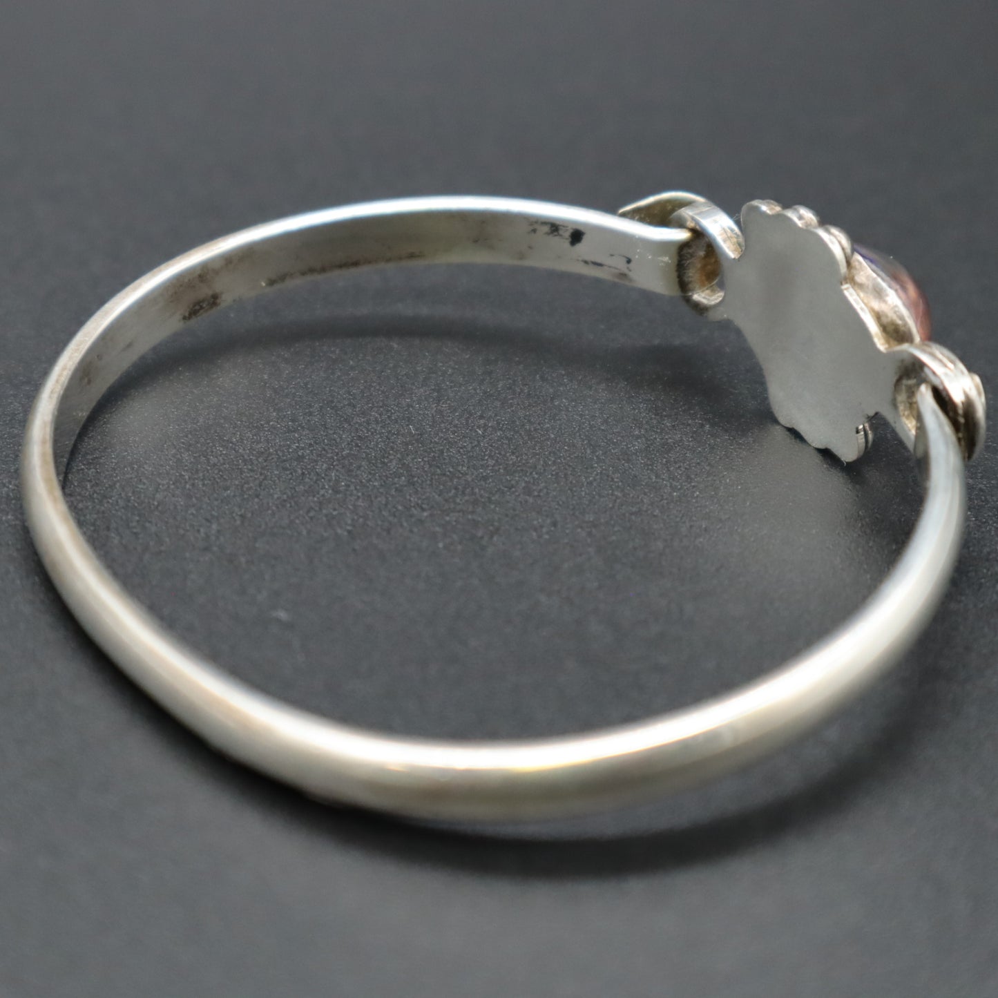 VTG Mexico Sterling Silver 925 Dragons Breath Glass Opal Bangle Bracelet TF-01