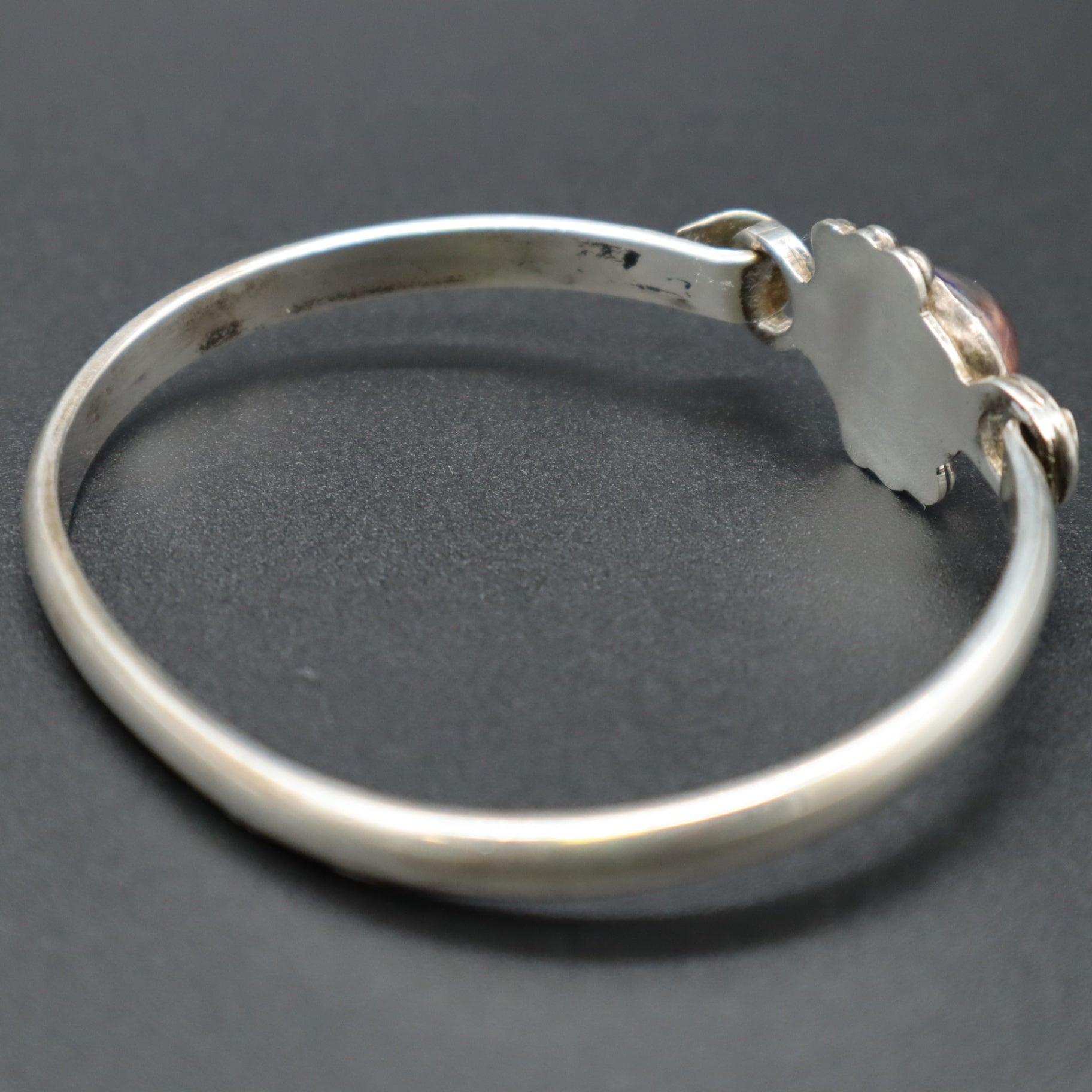 VTG Mexico Sterling Silver 925 Dragons Breath Glass Opal Bangle Bracelet TF-01