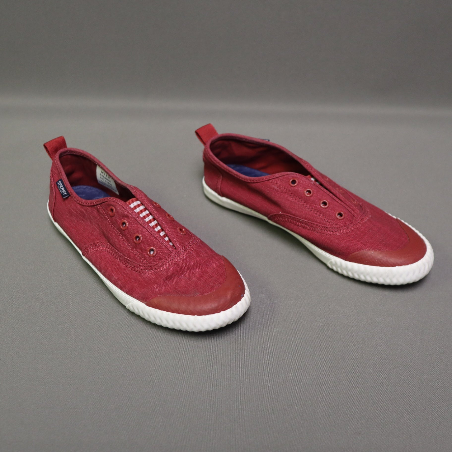 Sperry Crest Vibe Linen Slip On Sneakers Size 8 Womens Burgundy Red