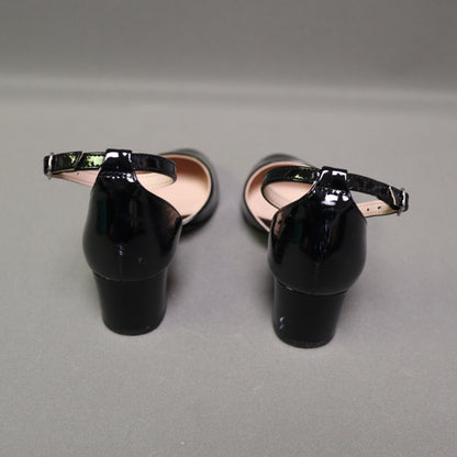 Steve Madden Kids Black Patent Ankle Strap Block Heel Pumps Size 1 Y