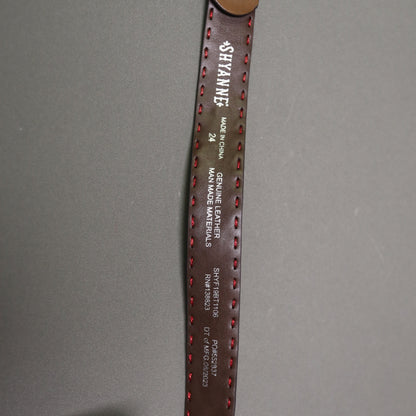Shyanne Girls Floral Hand Tooled Leather Western Belt Size 24 Red Glitter