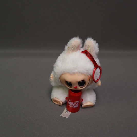 POP MART The Monsters Labubu Coca-Cola Series Plush Pendant Keychain White Bunny