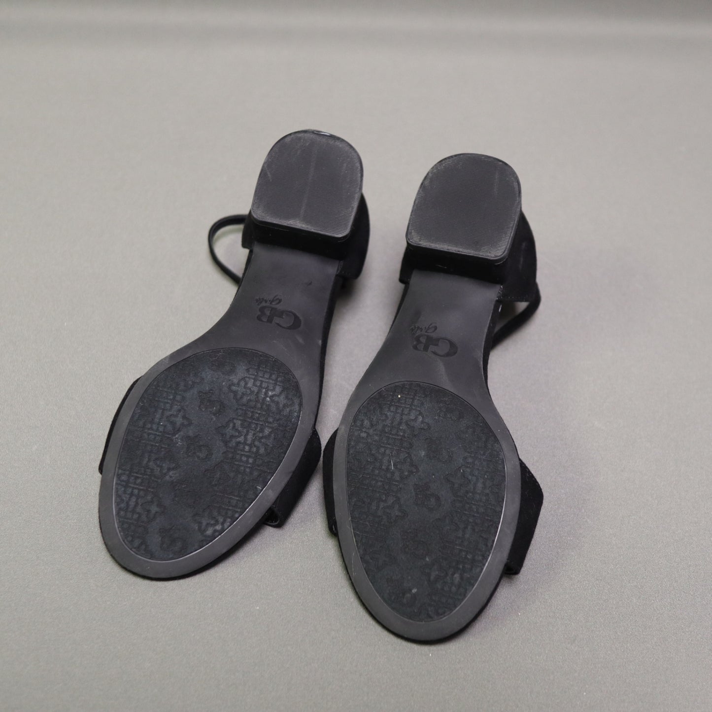GB Girls Black Faux Suede Ankle Strap Block Heel Sandals Size 3 M